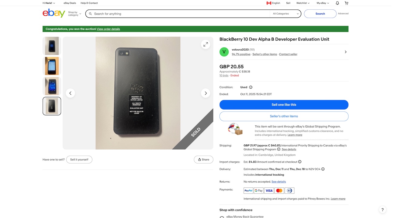 eBay listing